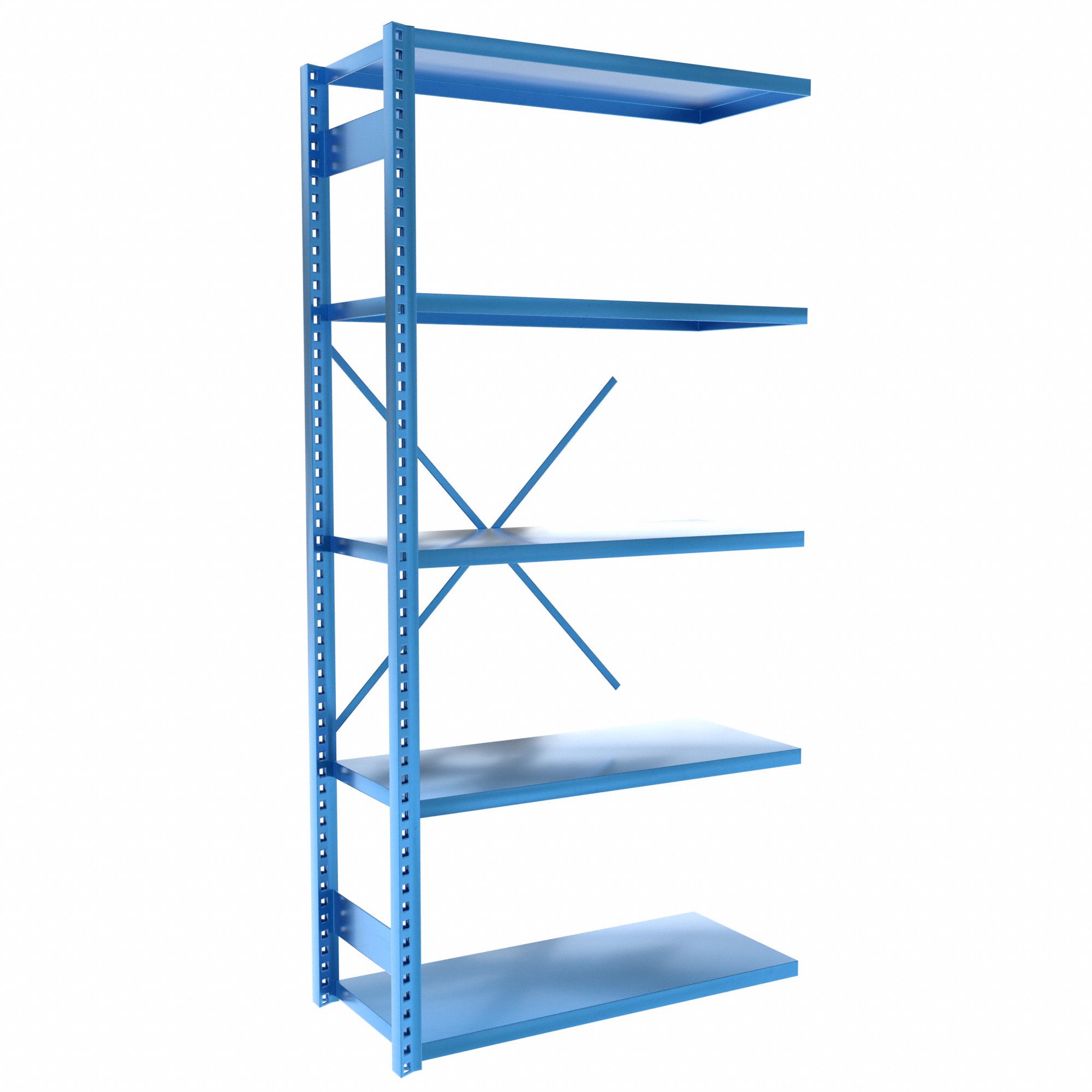 Metal Shelving: Add-On, Heavy-Duty, 42 in x 18 in, 84 in Overall Ht, 5 Shelves, Solid Shelf