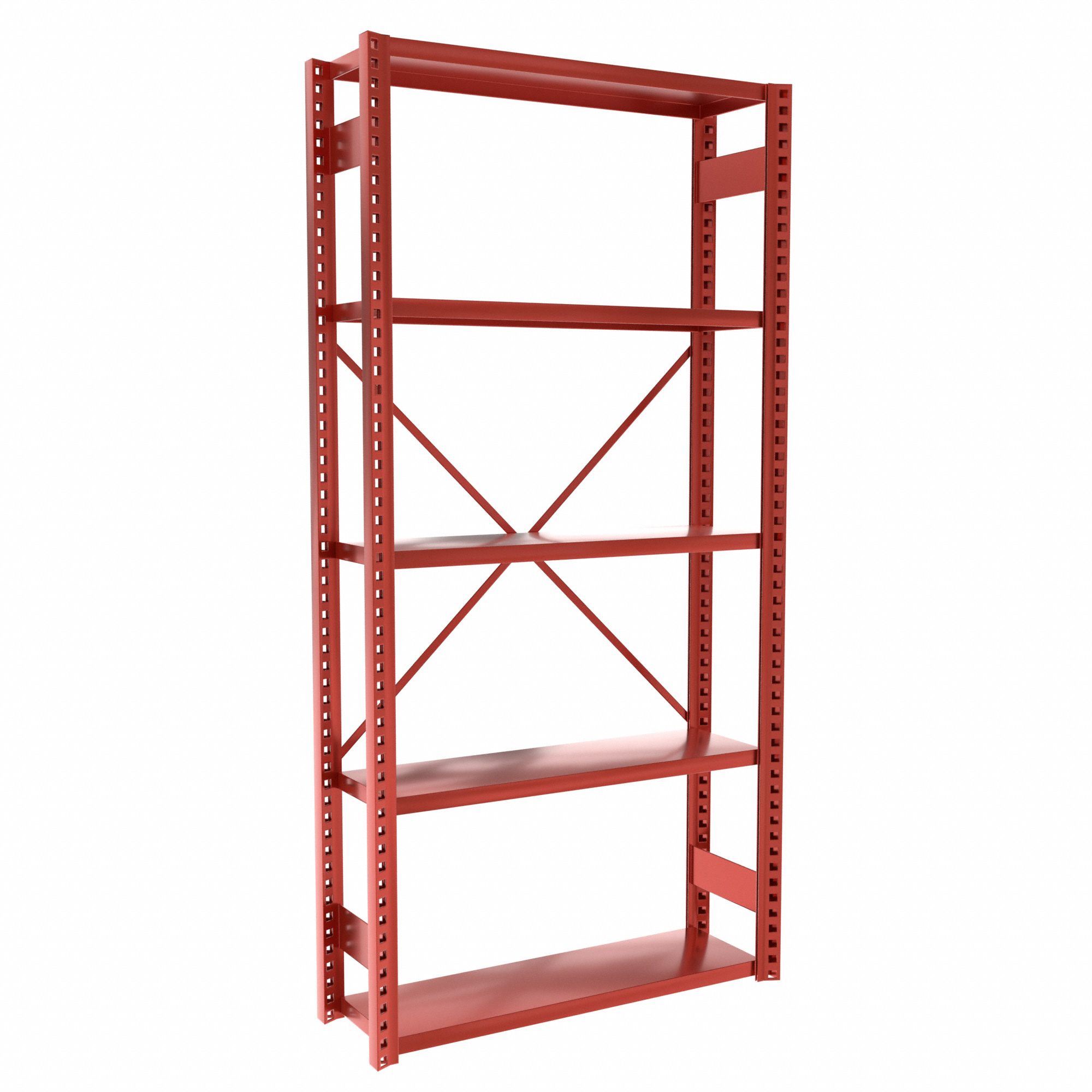 Metal Shelving: Starter, Heavy-Duty, 42 in x 12 in, 84 in Overall Ht, 5 Shelves, Solid Shelf