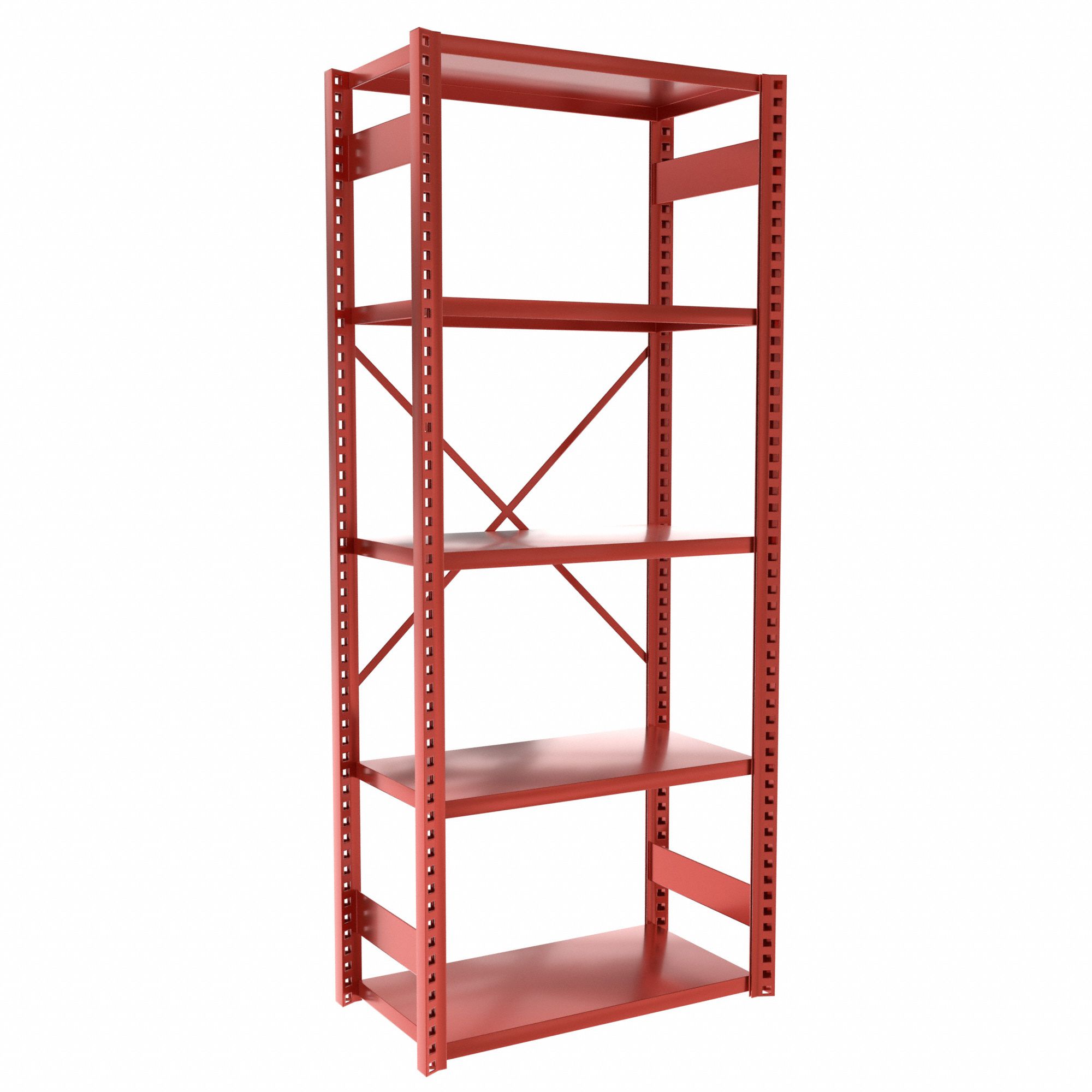 Metal Shelving: Starter, Heavy-Duty, 36 in x 18 in, 84 in Overall Ht, 5 Shelves, Solid Shelf