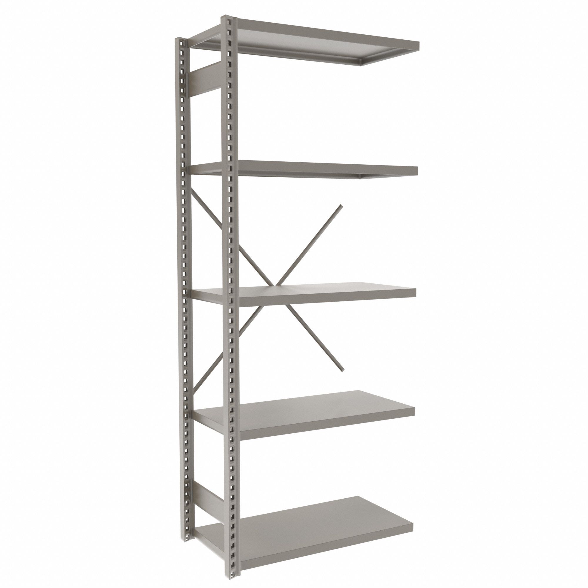 Metal Shelving: Add-On, Heavy-Duty, 36 in x 18 in, 84 in Overall Ht, 7 Shelves, Solid Shelf