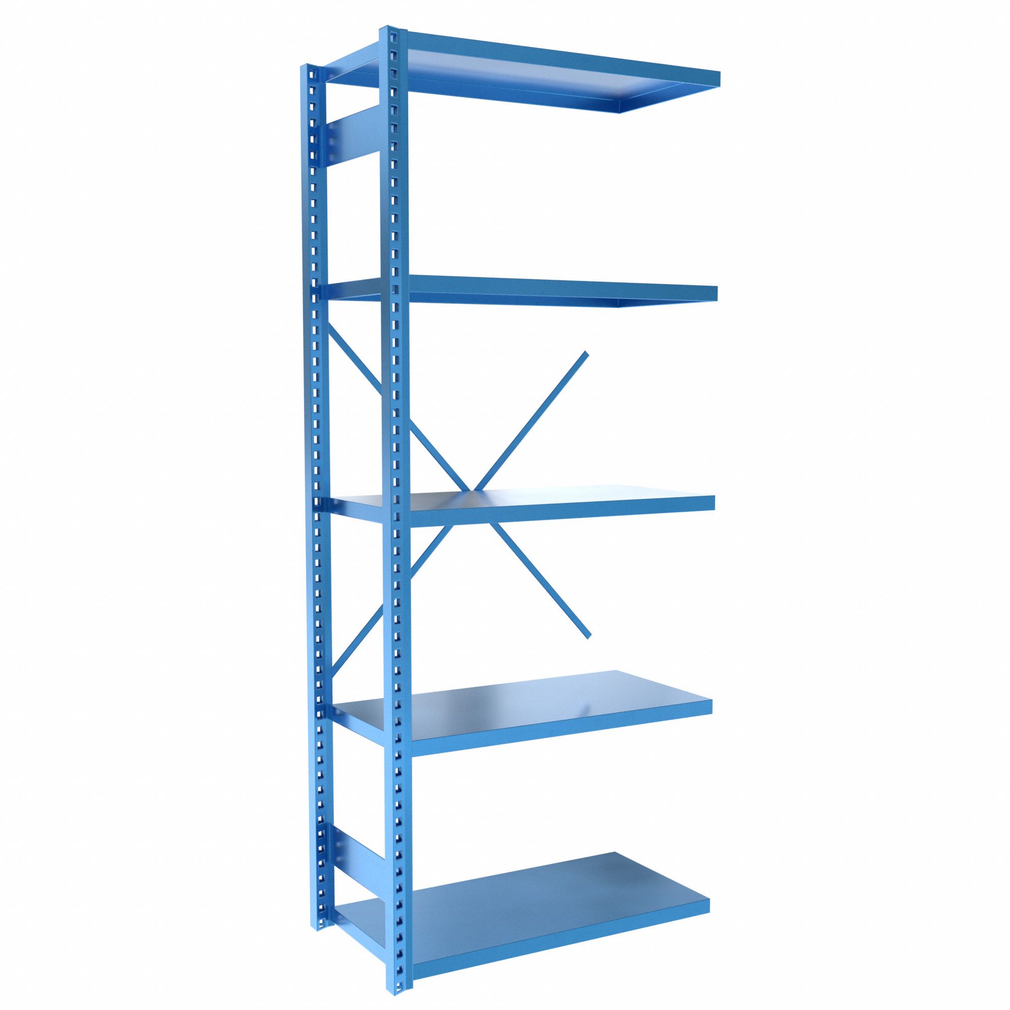 Metal Shelving: Add-On, Heavy-Duty, 36 in x 18 in, 84 in Overall Ht, 7 Shelves, Solid Shelf