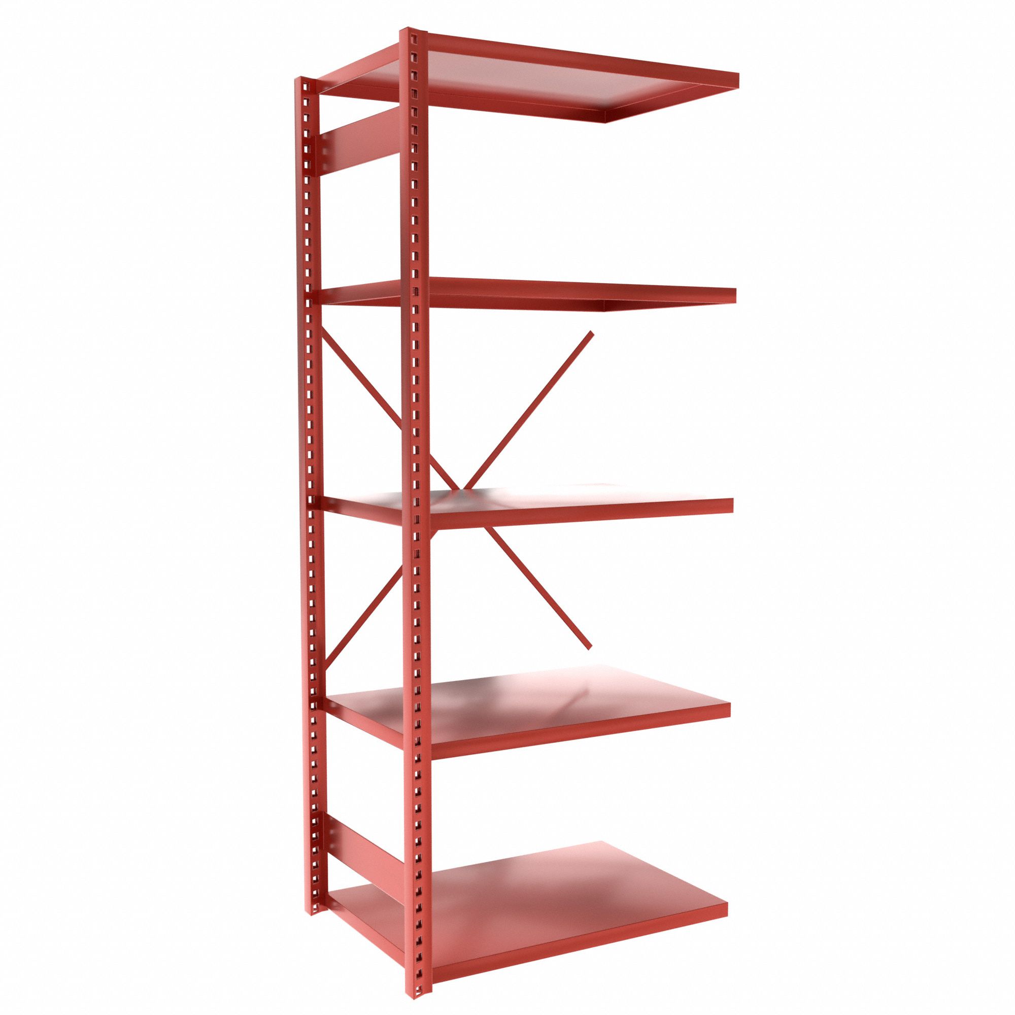 Metal Shelving: Add-On, Heavy-Duty, 36 in x 24 in, 84 in Overall Ht, 5 Shelves, Solid Shelf