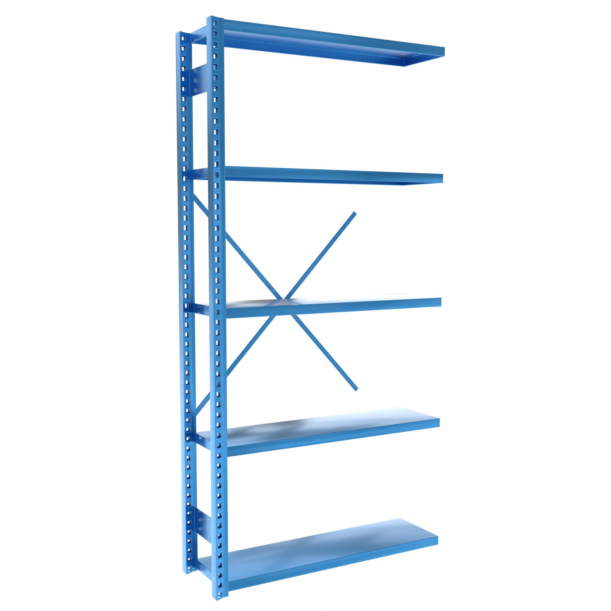 Metal Shelving: Add-On, Heavy-Duty, 42 in x 12 in, 84 in Overall Ht, 5 Shelves, Solid Shelf