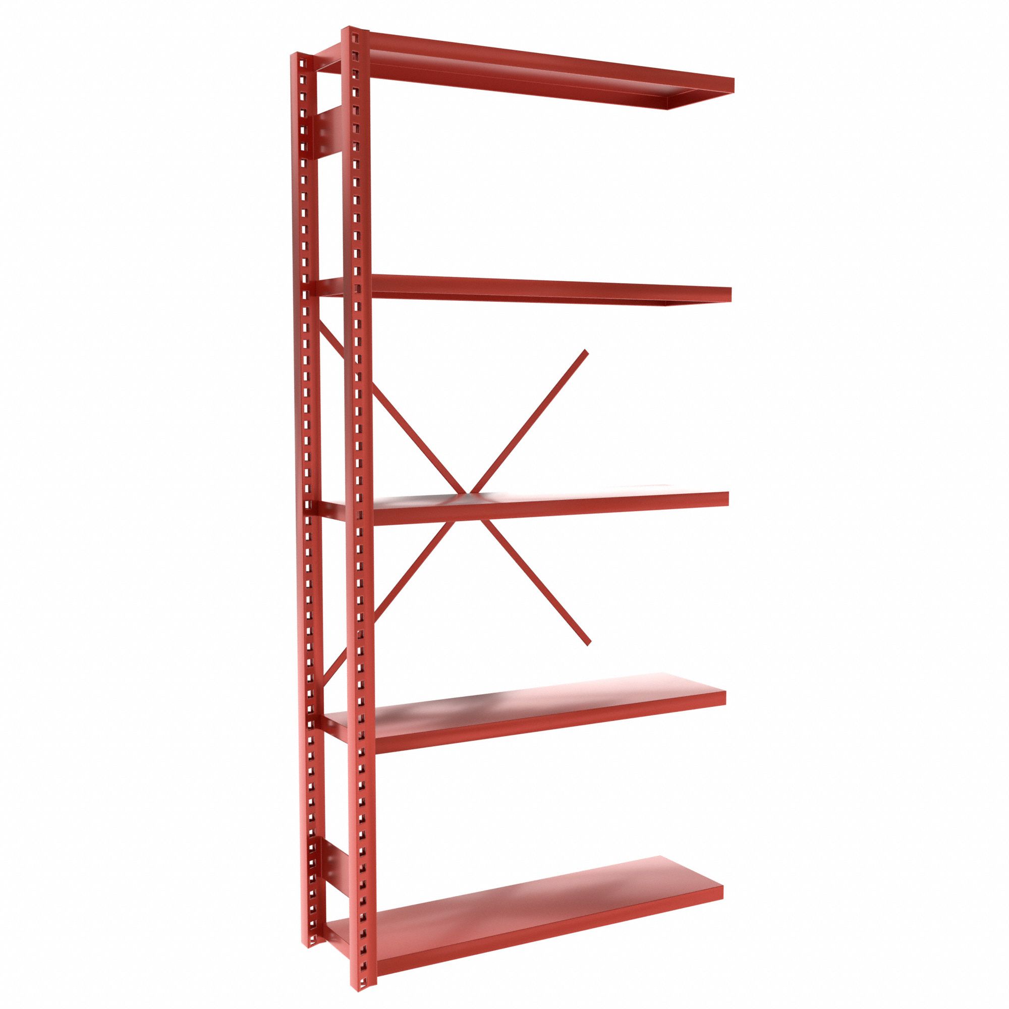 Metal Shelving: Add-On, Heavy-Duty, 42 in x 12 in, 84 in Overall Ht, 5 Shelves, Solid Shelf