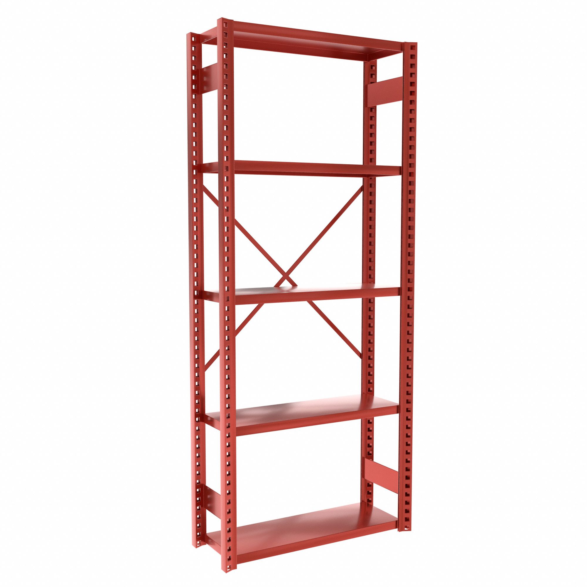 Metal Shelving: Starter, Heavy-Duty, 36 in x 12 in, 84 in Overall Ht, 5 Shelves, Solid Shelf