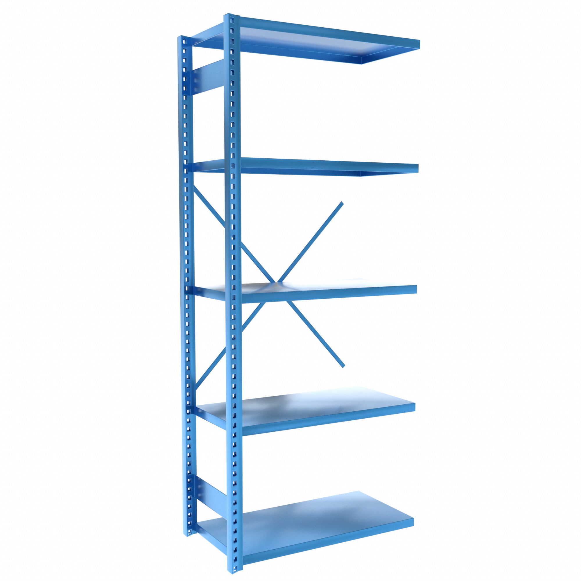 Metal Shelving: Add-On, Heavy-Duty, 36 in x 18 in, 84 in Overall Ht, 5 Shelves, Solid Shelf