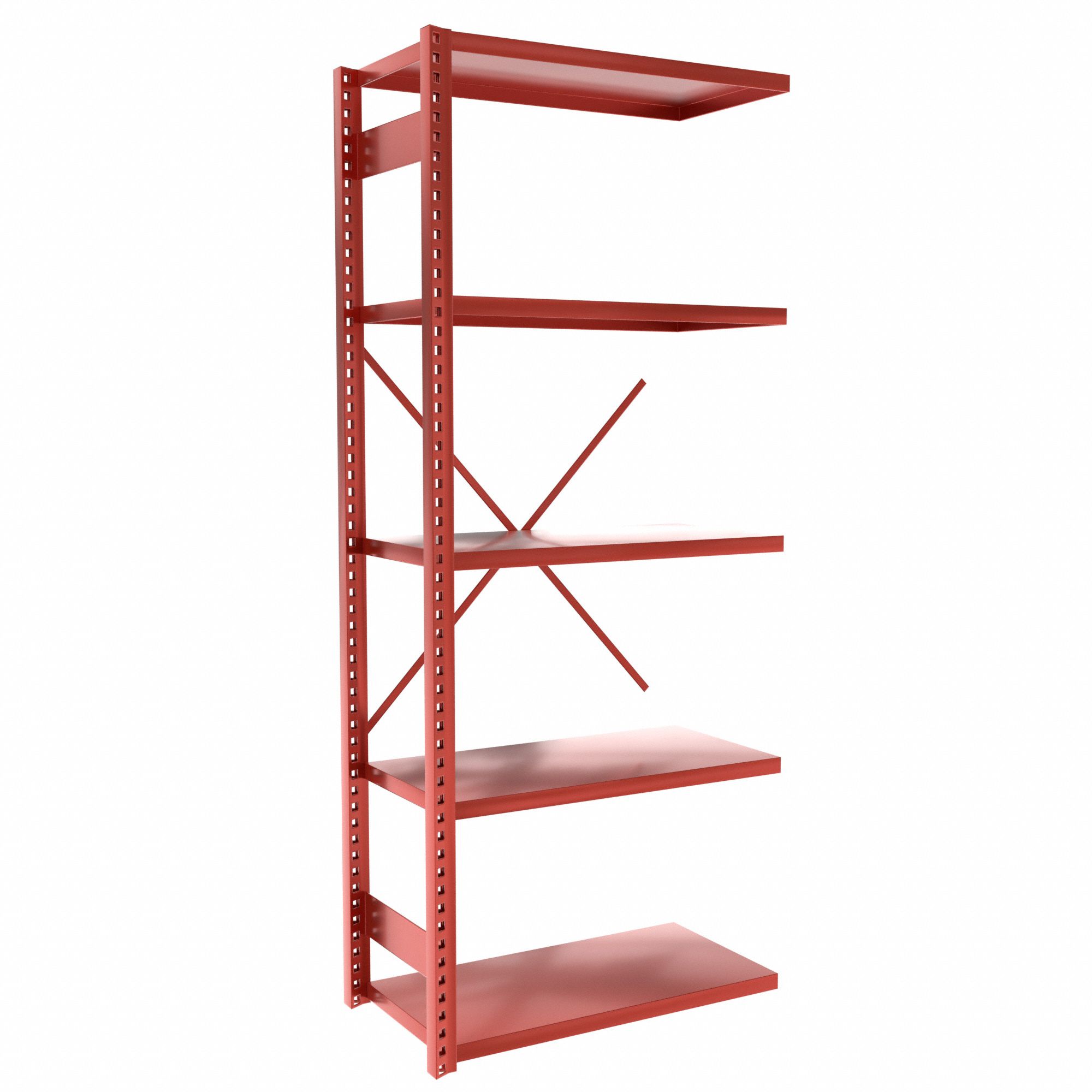 Metal Shelving: Add-On, Heavy-Duty, 36 in x 18 in, 84 in Overall Ht, 5 Shelves, Solid Shelf