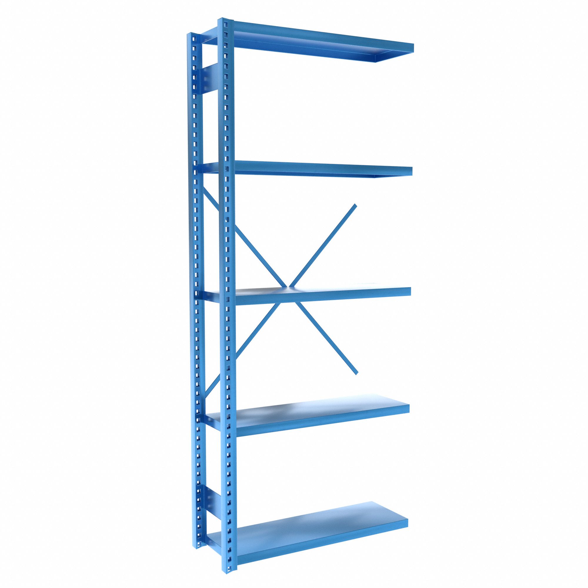 Metal Shelving: Add-On, Heavy-Duty, 36 in x 12 in, 84 in Overall Ht, 5 Shelves, Solid Shelf