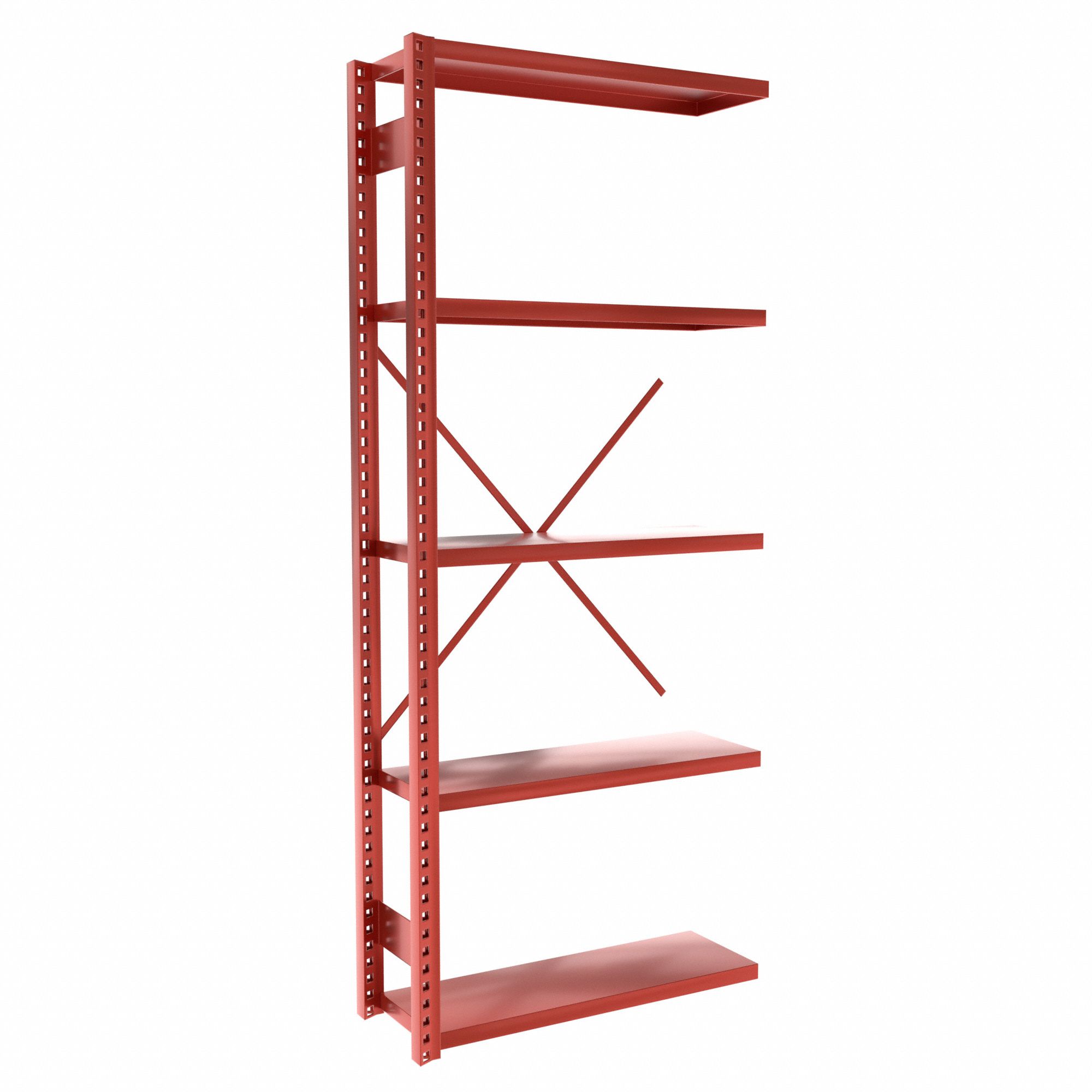 Metal Shelving: Add-On, Heavy-Duty, 36 in x 12 in, 84 in Overall Ht, 5 Shelves, Solid Shelf