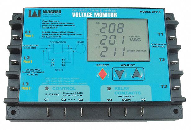 Line Voltage Monitor 3 Phase 0 to 12min