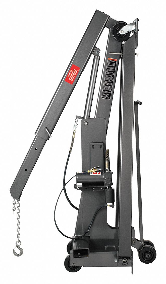 Engine Crane: Engine Crane, 27 in Chain Lg, Steel, 2 ton Load Capacity, 3 Boom Positions, Gray