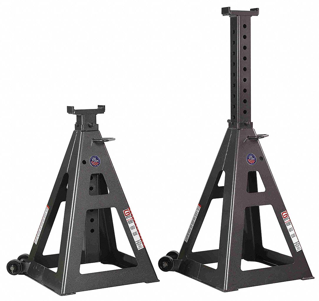 GRAY 13 Pin Style Tall Vehicle Stands; Lifting Capacity (Tons) 35 ton