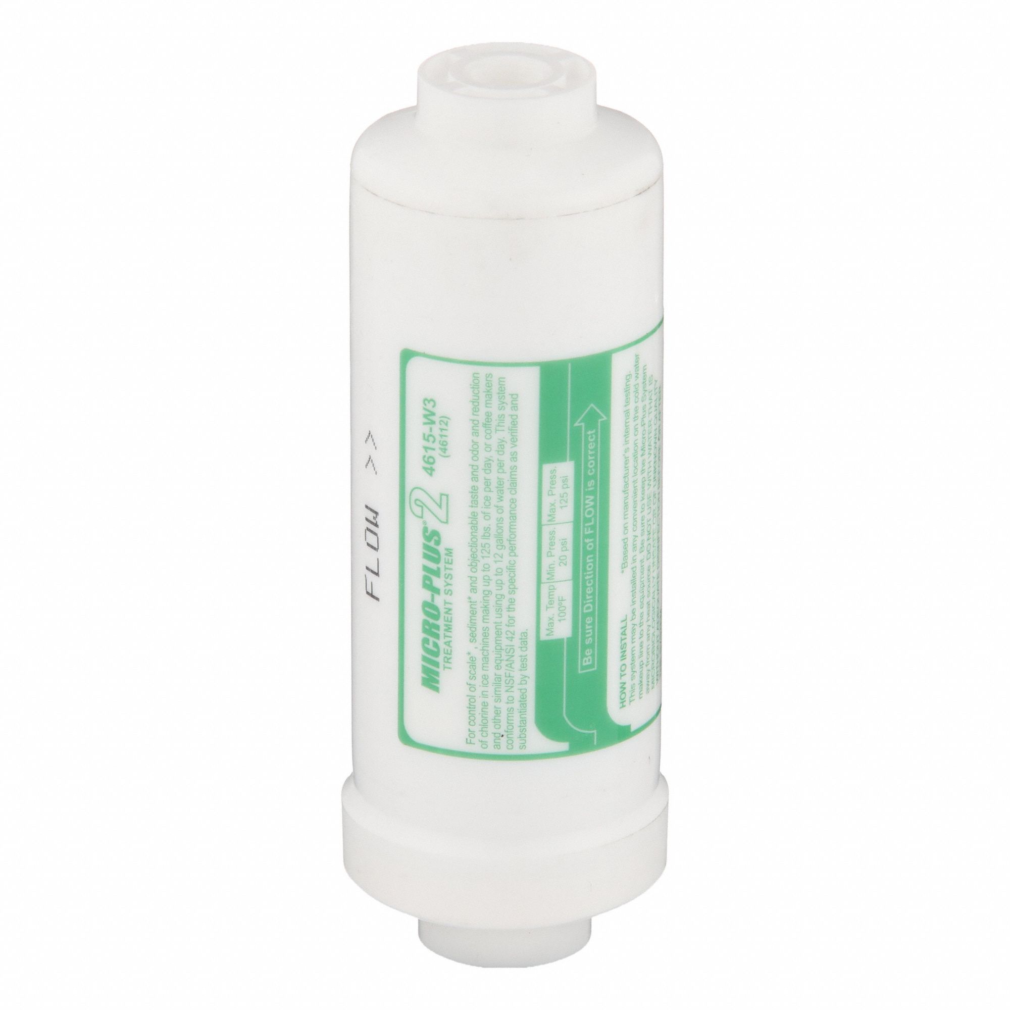 Inline Water Filter: 20 micron, 12.5 gpd, 6 1/4 in Overall Ht, 2 1/8 in Overall Dia