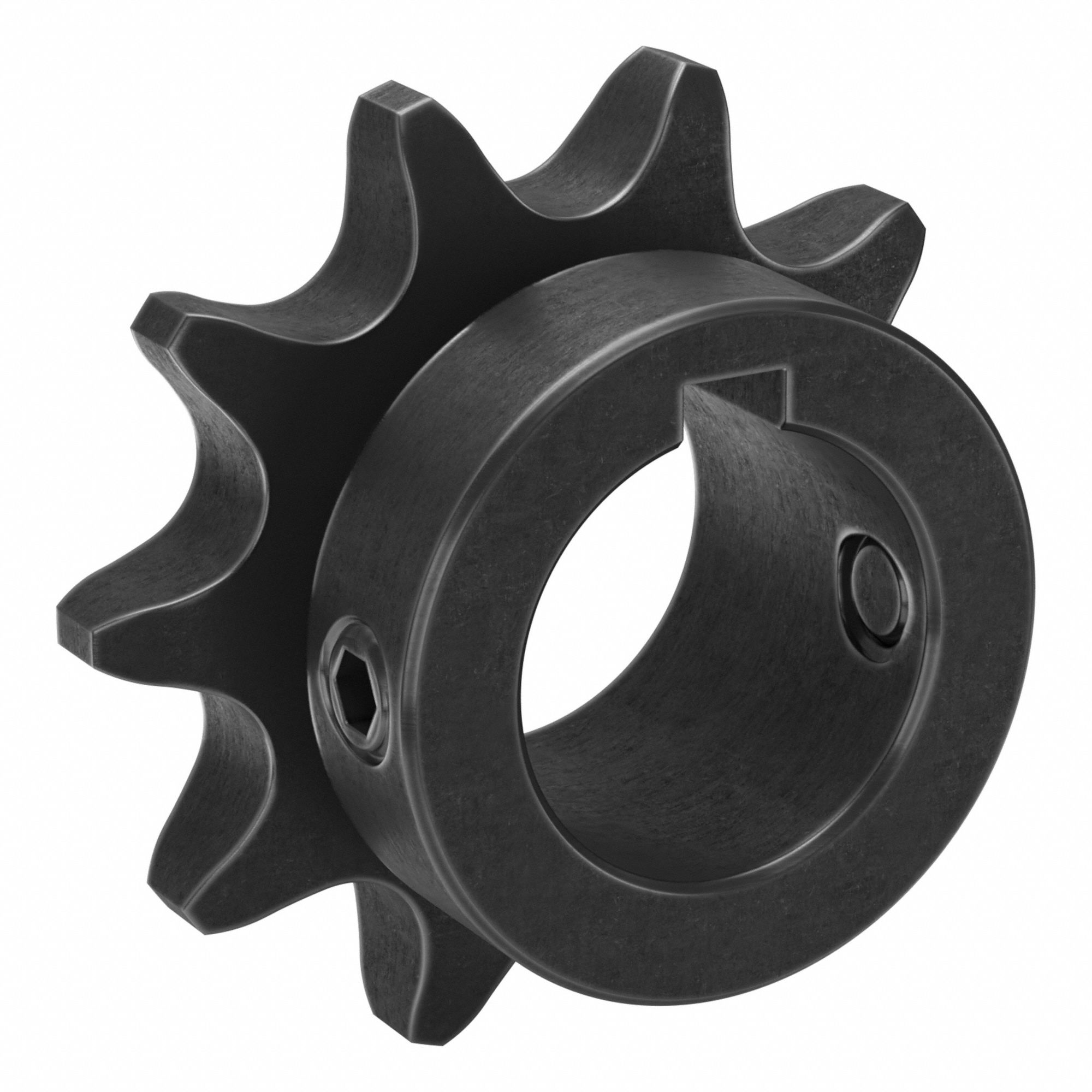 Sprocket: 50, For 5/8 in Chain Pitch, 1 in Bore Dia, 10 Teeth, 2.023 in Pitch Dia, Steel