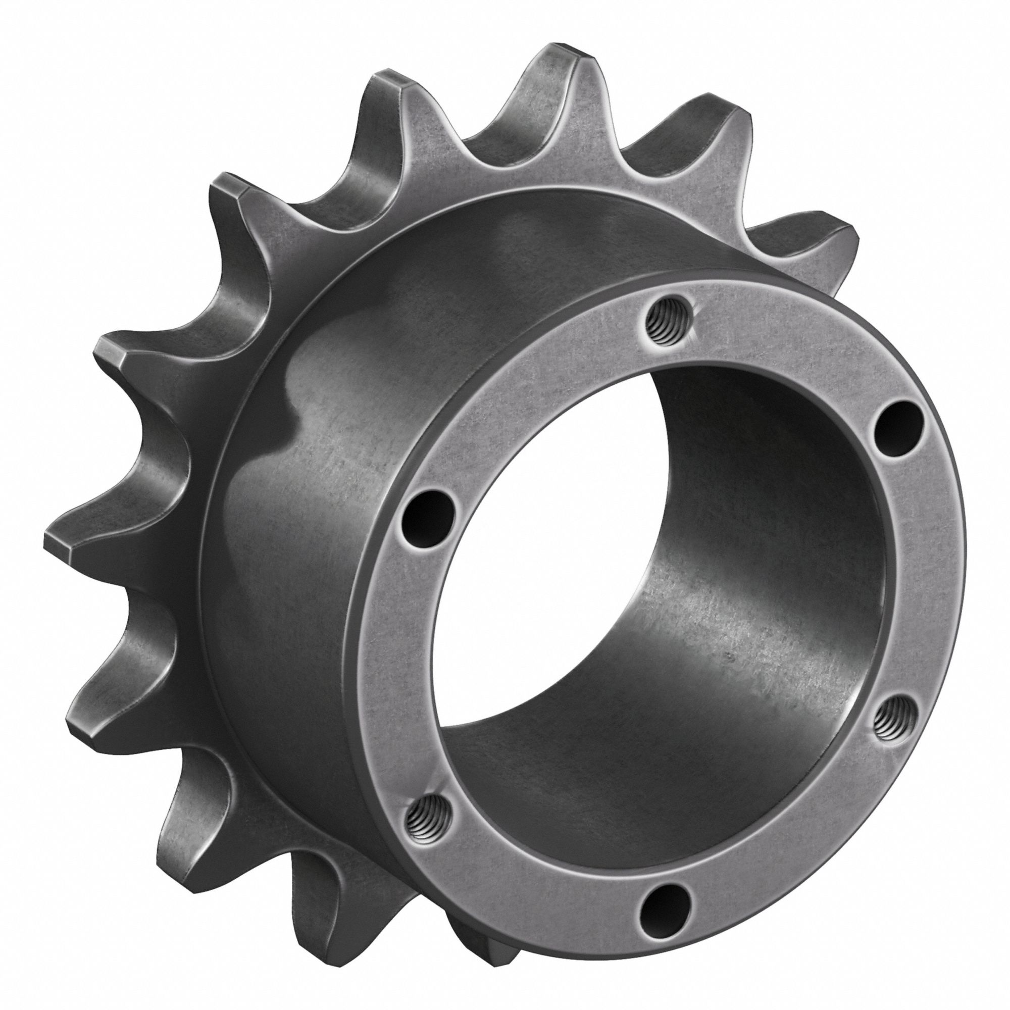 Sprocket: For 80 Chain, 15 Teeth, 4.81 in Pitch Dia, 5.3 in Outside Dia, Steel