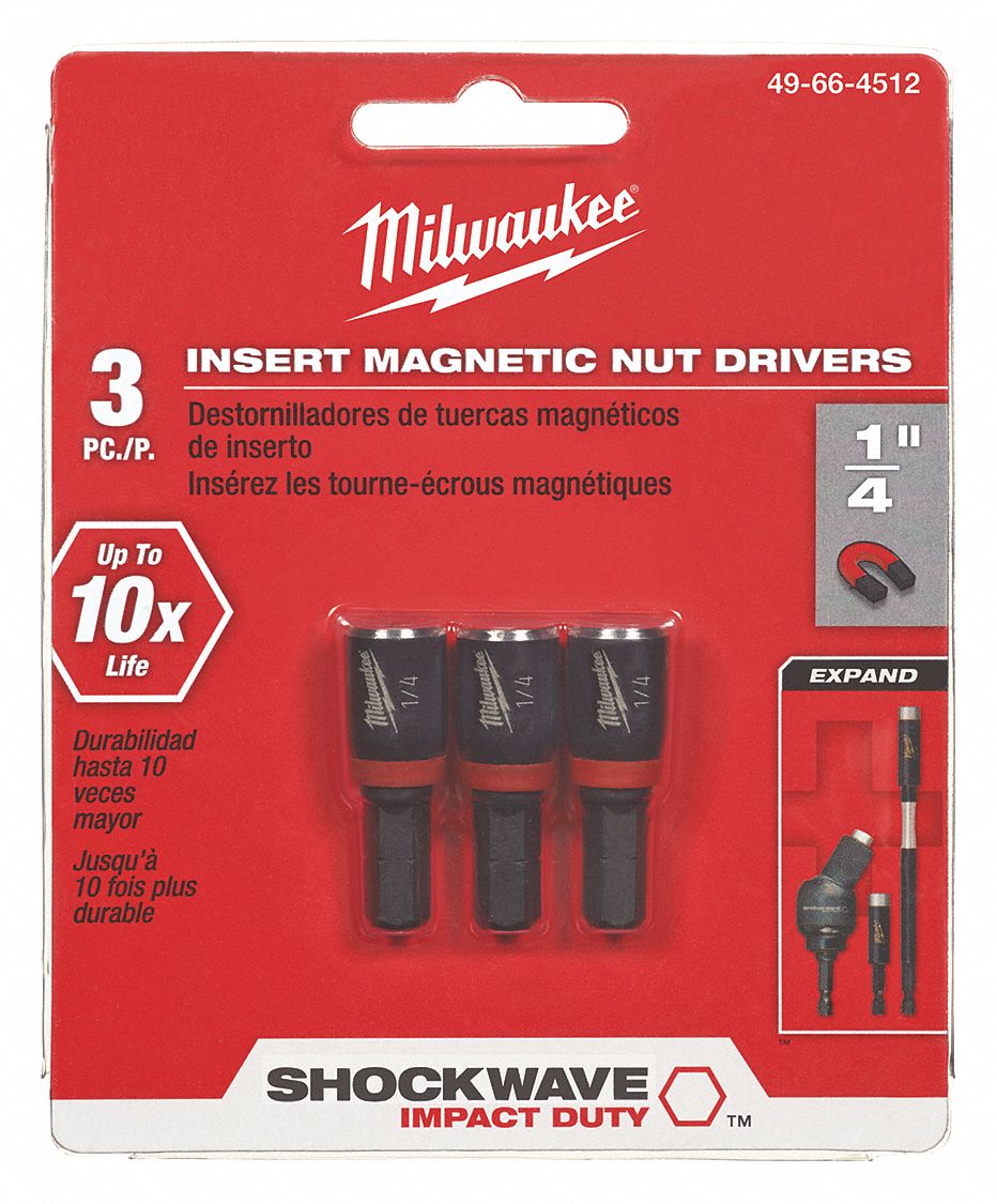 INSERT NUTSETTER,1/4" HEX,1-1/2" L,PK3