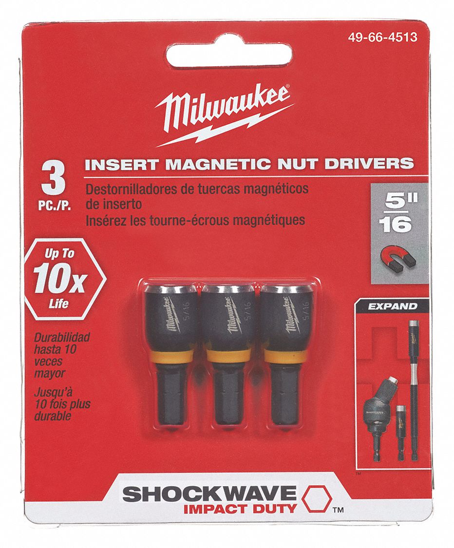 INSERT NUTSETTER,5/16" HEX,1-1/2" L,PK3