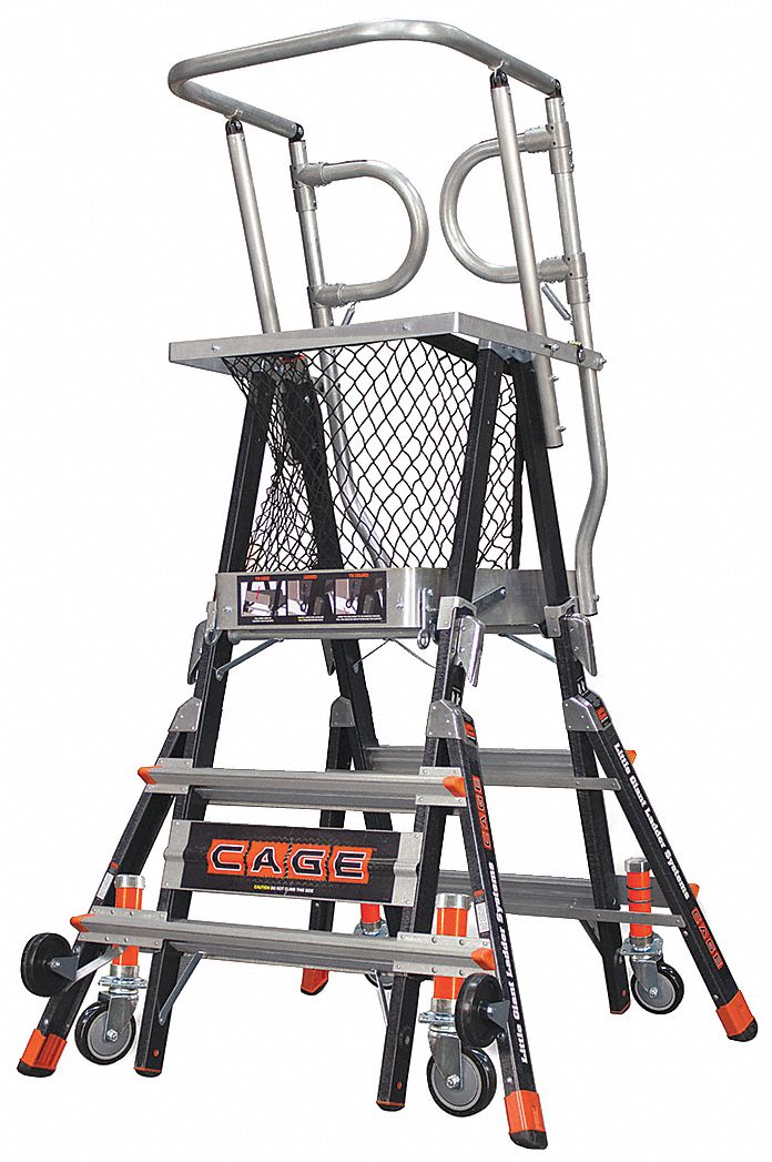 36GL22 - Adj. Cage Platform Ladder 5 ft. Fbrglss