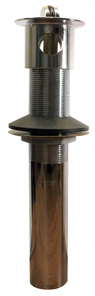 Sink Drain: 2 1/8 in Overall Dia, 8 in Overall Ht, 9 in Body Ht, 1 1/4 in Pipe Dia, Brass