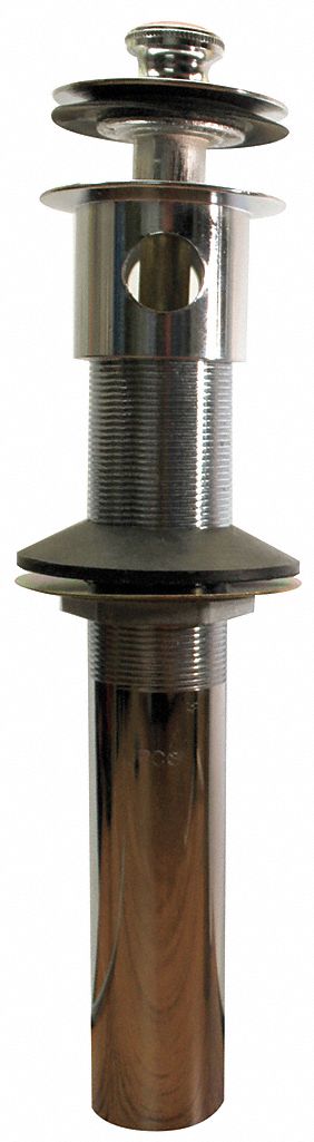 Sink Drain: 2 1/8 in Overall Dia, 8 in Overall Ht, 9 in Body Ht, 1 1/4 in Pipe Dia, Brass