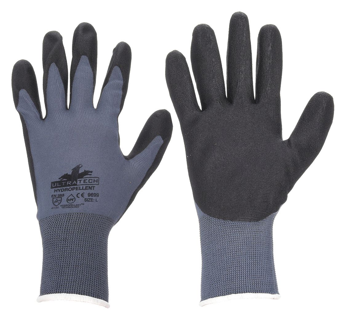 COATED GLOVES, S (7), SANDY, PVC, DIPPED PALM, ANSI ABRASION LEVEL 4, KNIT CUFF