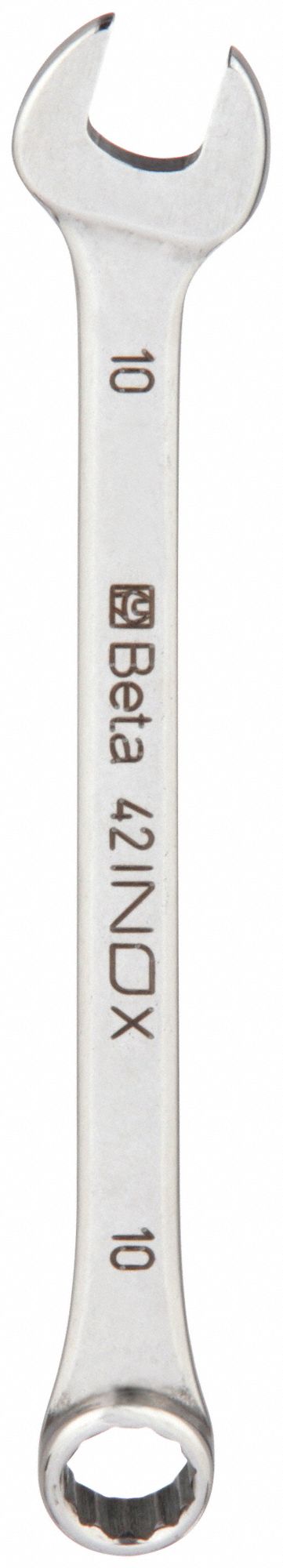 COMBINATION WRENCH, STAINLESS STEEL, CHROME, 10 MM HEAD SIZE, 5 3/8 IN OVERALL L, OFFSET