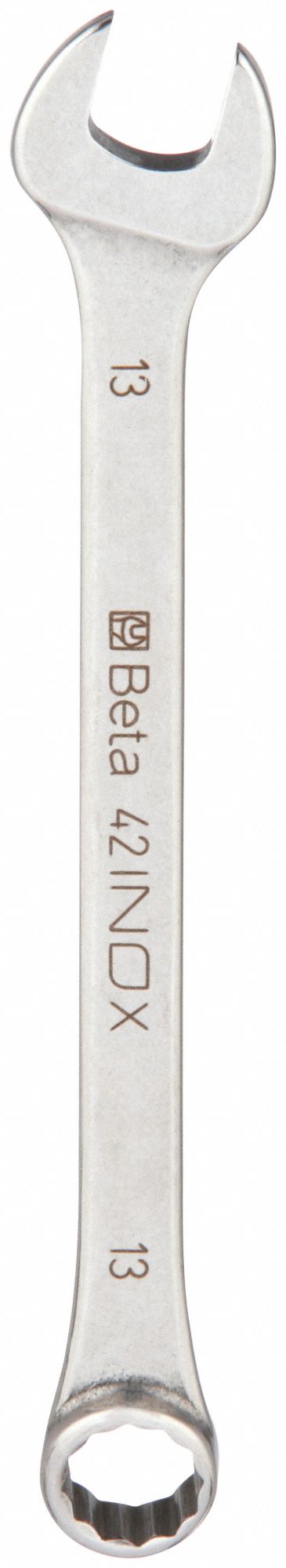 COMBINATION WRENCH, STAINLESS STEEL, CHROME, 13 MM HEAD SIZE, 6 5/8 IN OVERALL L, OFFSET