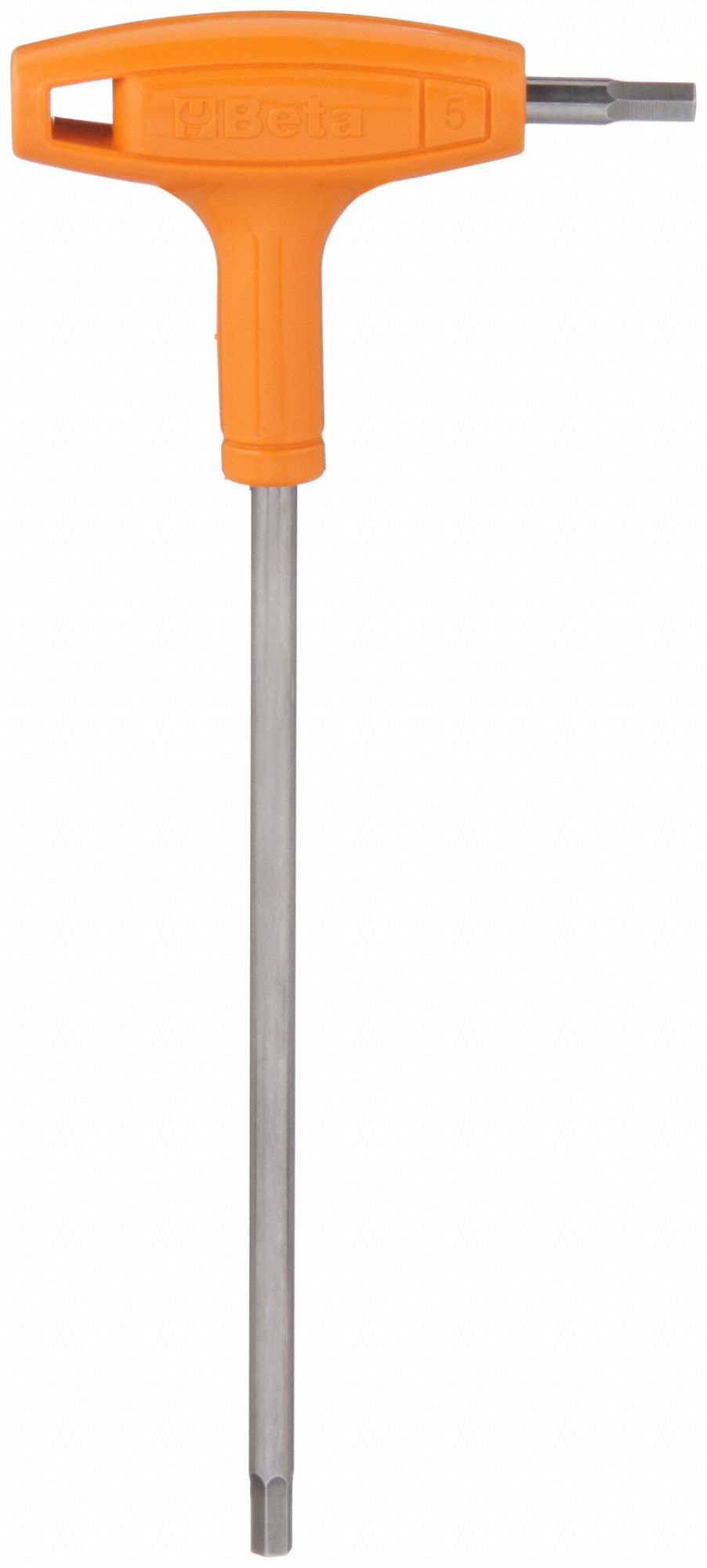 Hex Key: 0 Ball Ends, 5 mm Tip Size, Metric, Long, Stainless Steel, Satin, 7 3/4 in Long Arm Lg