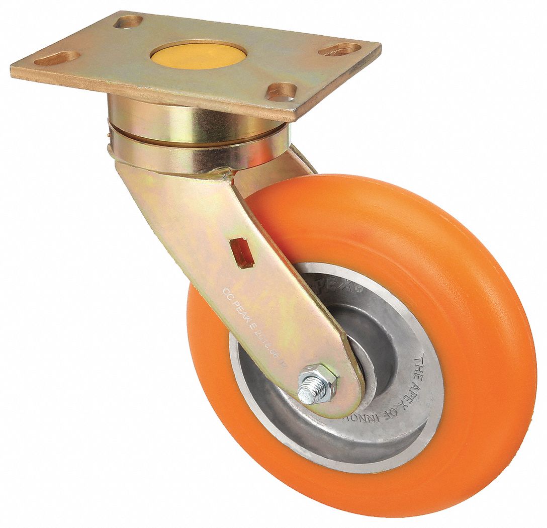 MAINTENANCE-FREE PLATE CASTER, 8 IN WHEEL DIAMETER, 1200 LB, 10⅛ IN MOUNTING H, FIRM
