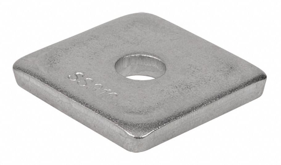 SQUARE WASHER, ⅜ IN BOLT SIZE, 316 STAINLESS STEEL, POLISHED