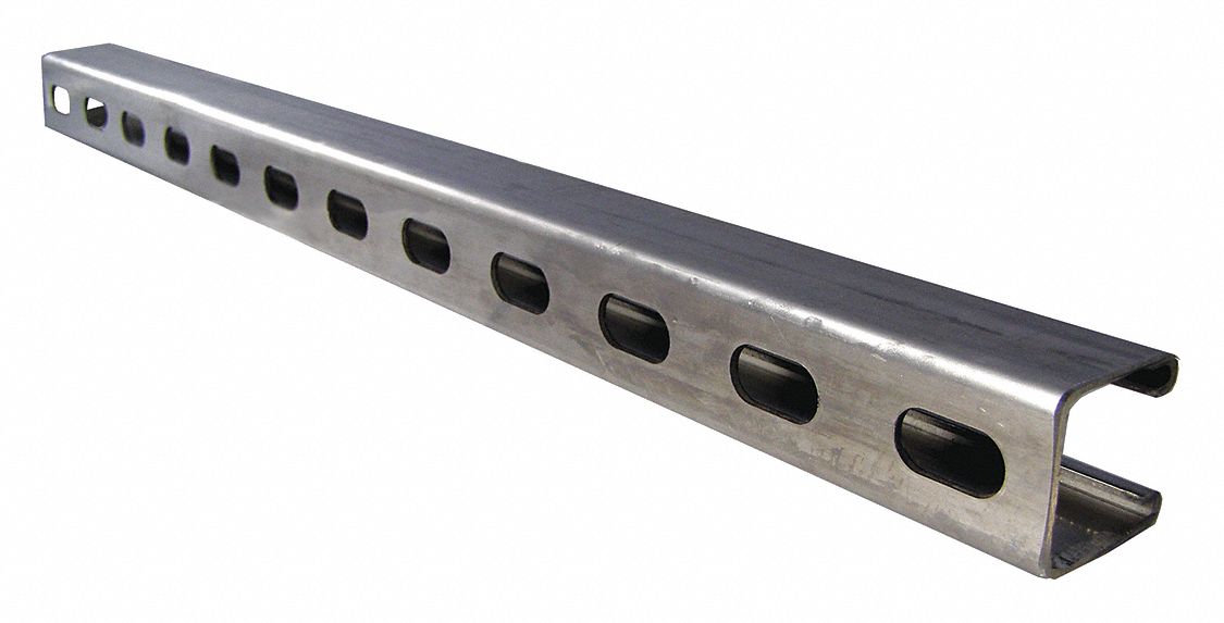 STRUT CHANNEL - SLOTTED, 304 STAINLESS STEEL, POLISHED, 12 GA GAUGE, SLOTTED HOLES