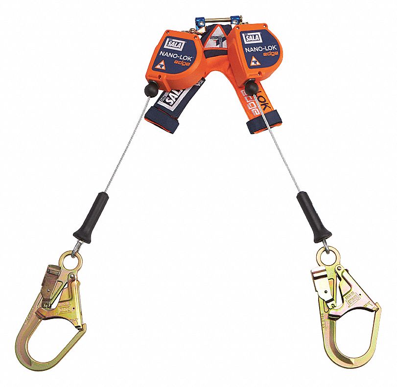 NANOLOK EDGE SELF-RETRACTING LIFELINE, CSA, 1 LEG, 310 LB CAP, REBAR HK, ORANGE, 7 FT 4 IN, STEEL