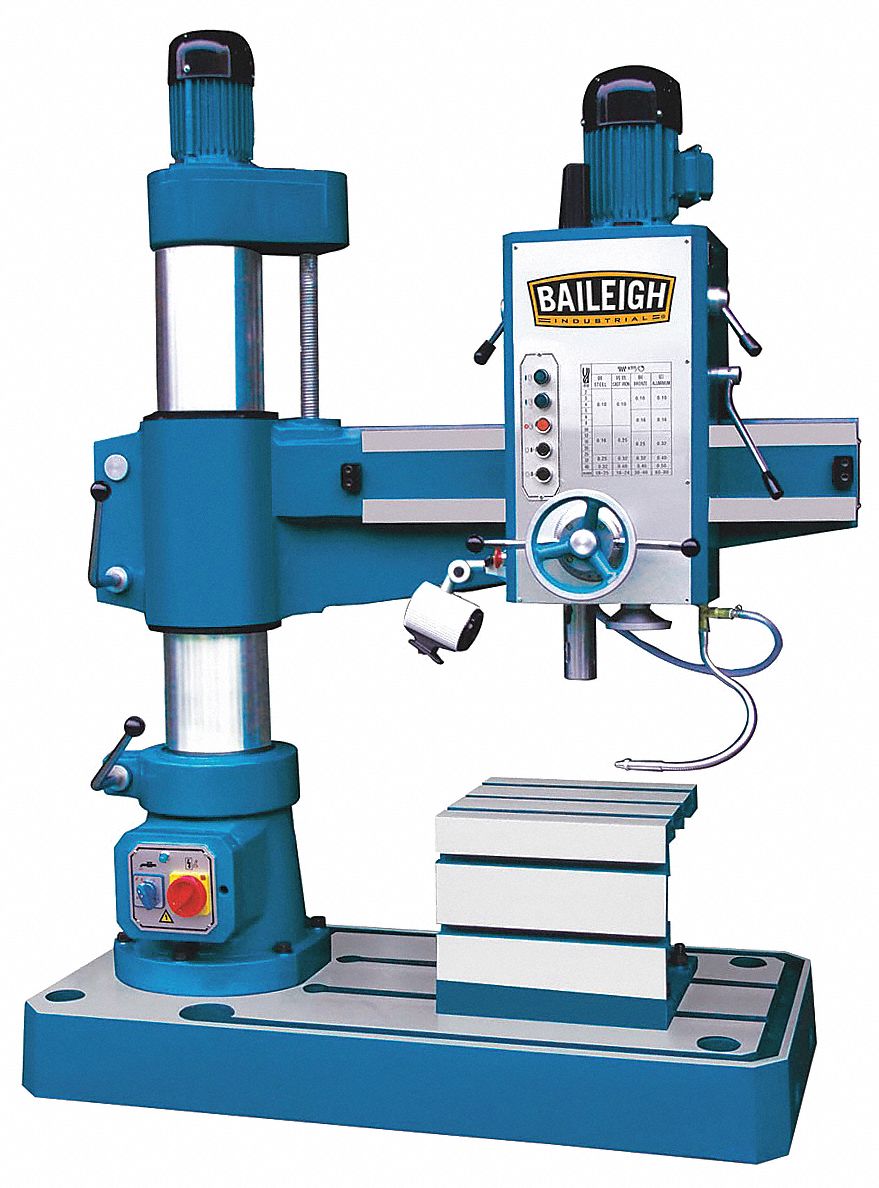 BAILEIGH INDUSTRIAL, 40 1/8 in, Geared Head, Radial Floor Drill Press