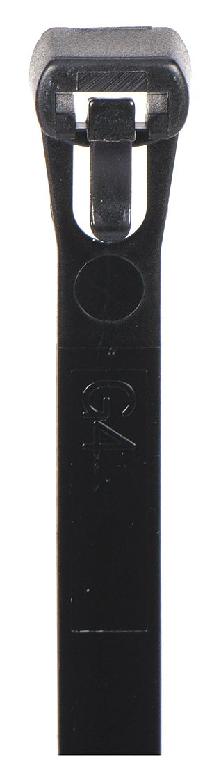 CABLE TIE, 8 IN L, BLACK, MAX. 1⅞ IN BUNDLE DIA., 50 LB TENSILE STRENGTH, 100 PK