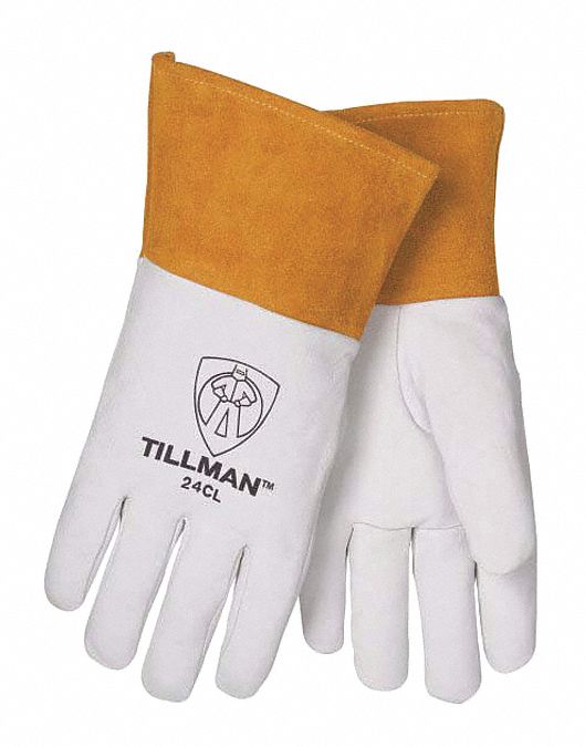 Xs Kidskin Tig-Cd: Straight Thumb, Straight Cuff, Premium, White Kidskin, Tillman 24C, Unlined, 1 PR