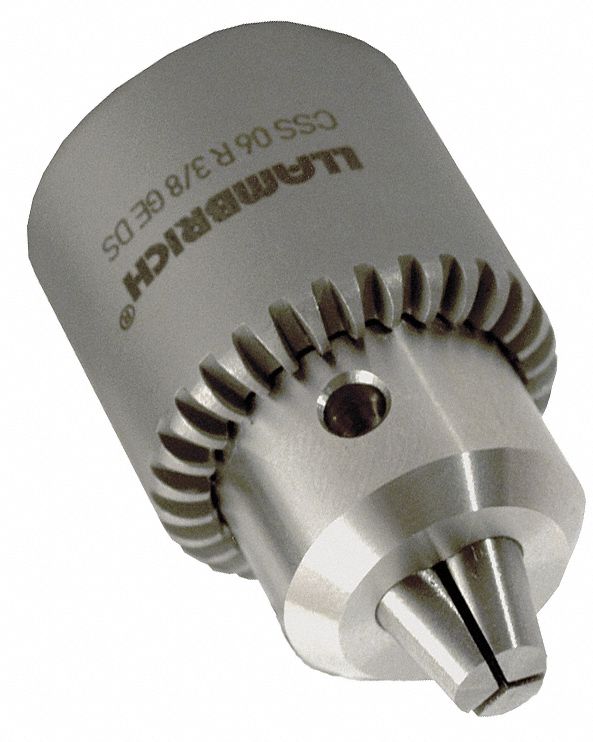 Drill Chuck: 3/8"-24, 1/64 in to 19/64 in Capacity, K1M Key, SS, Ball Bearing