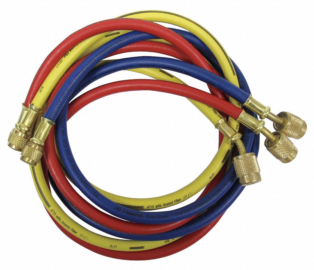 HOSE SET, KEVLAR/RUBBER, 60 IN, 800/4000 PSI, 45 ° , ¼ IN FFL, BLUE/YELLOW/RED