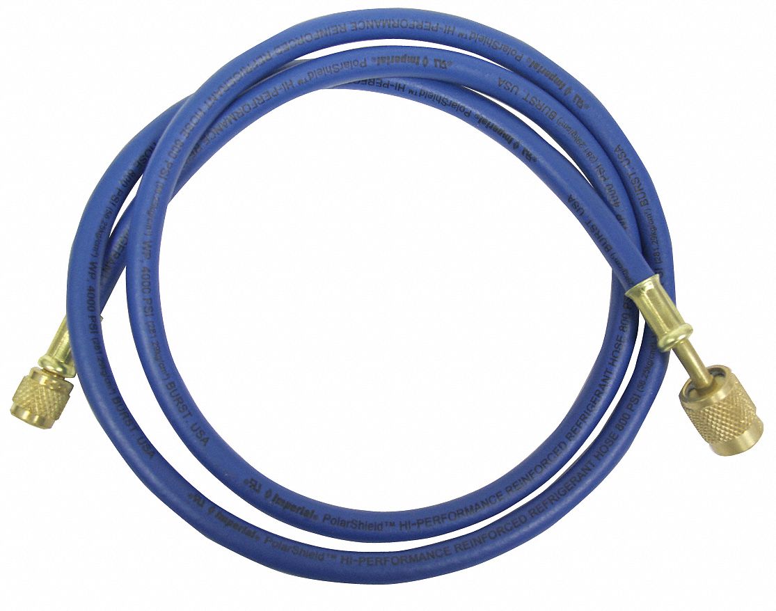 HOSE, KEVLAR/RUBBER, 60 IN, 800/4000 PSI, 45 ° , ¼ IN FFL, BLUE, FOR MANIFOLD GAUGE SET
