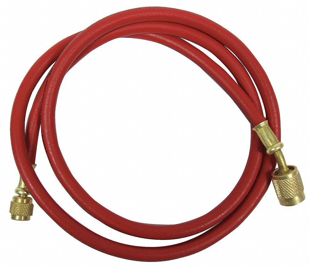 HOSE, KEVLAR/RUBBER, 60 IN, 800/4000 PSI, 45 ° , ¼ IN FFL, RED, FOR MANIFOLD GAUGE SET
