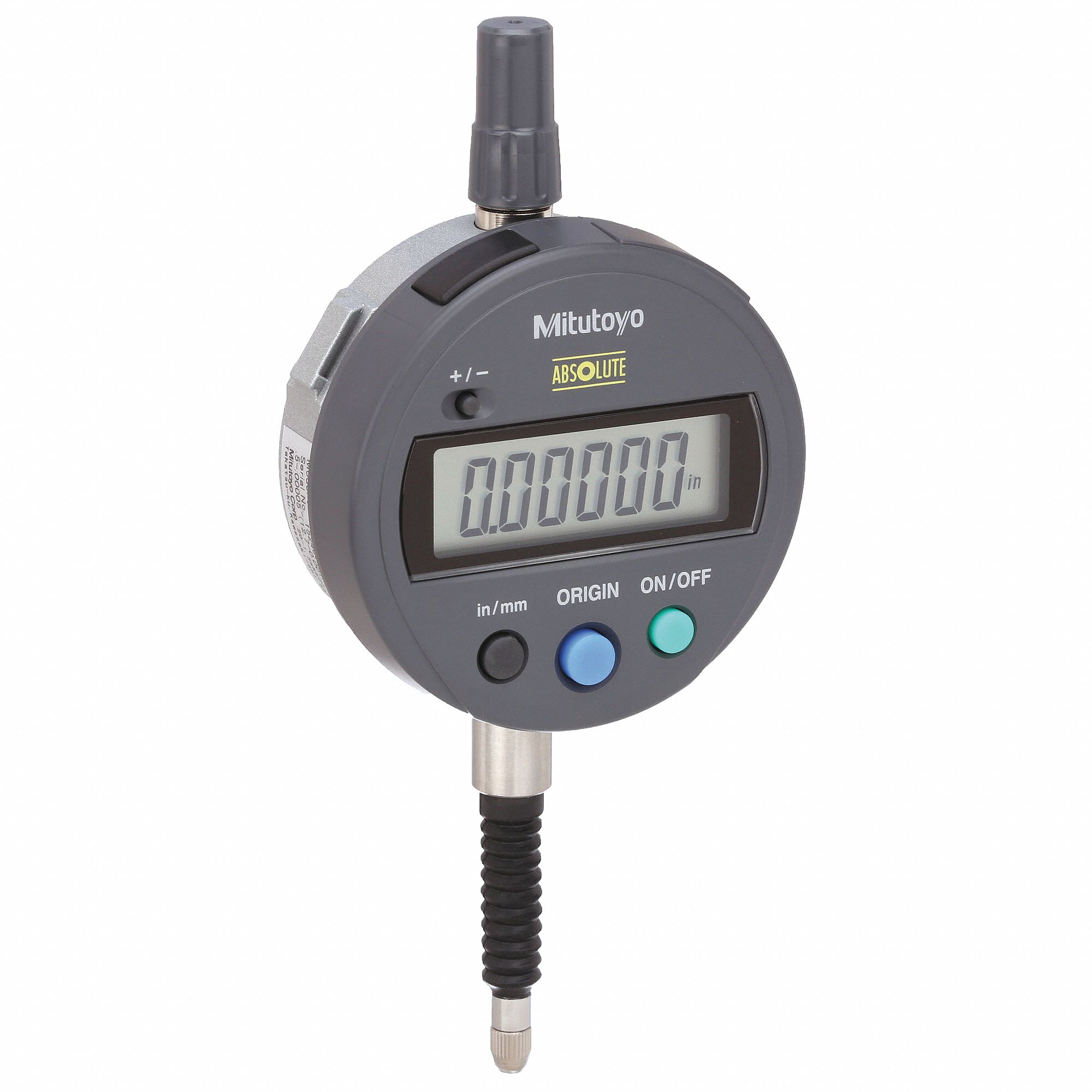 Digital Indicator: 0 in to 0.5 in /0 mm to 12.7 mm, Inch/Metric, +/- 0.0001 in Accuracy