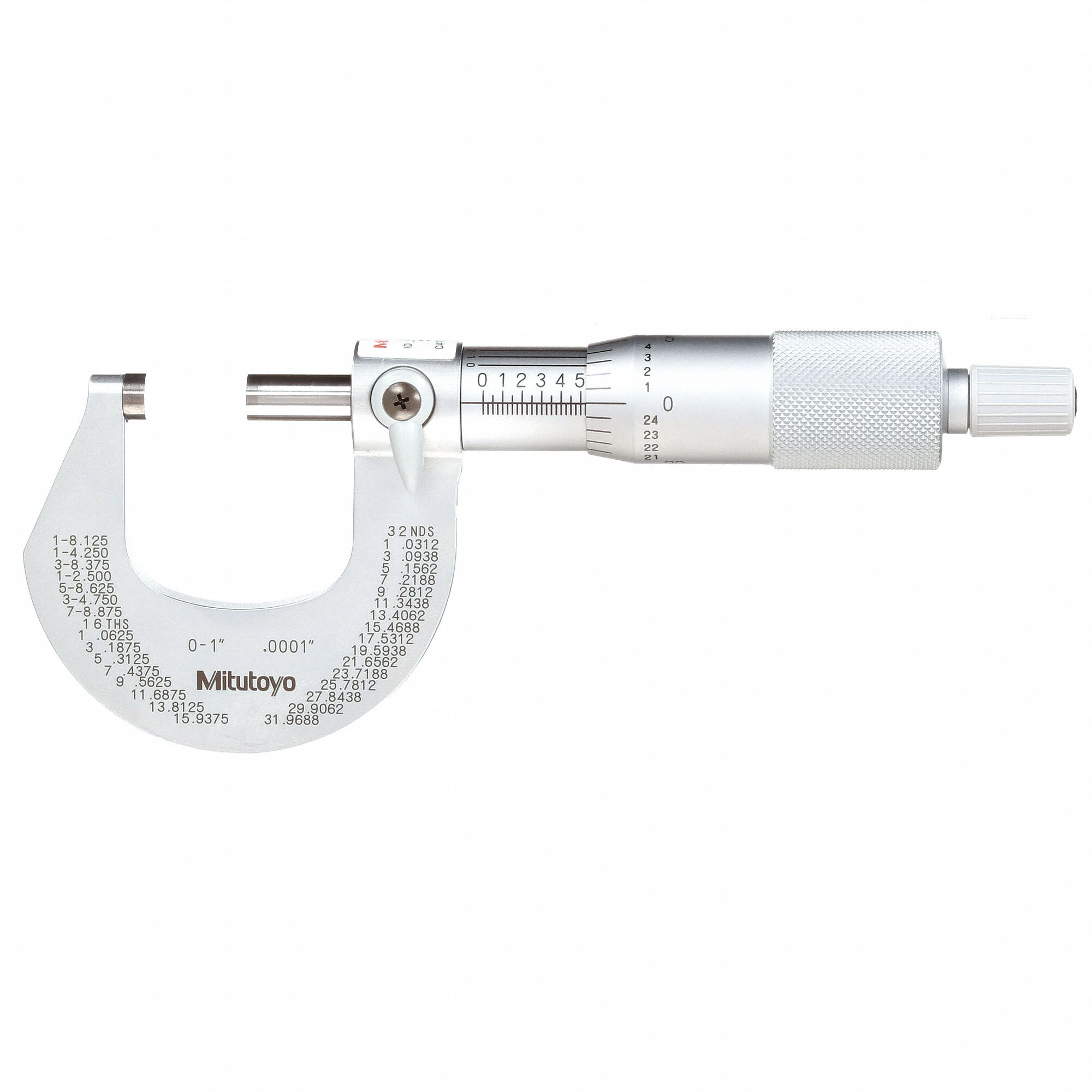 MECHANICAL OUTSIDE MICROMETER, INCH, 0 IN TO 1 IN RANGE, +/-001 IN ACCURACY, FLAT