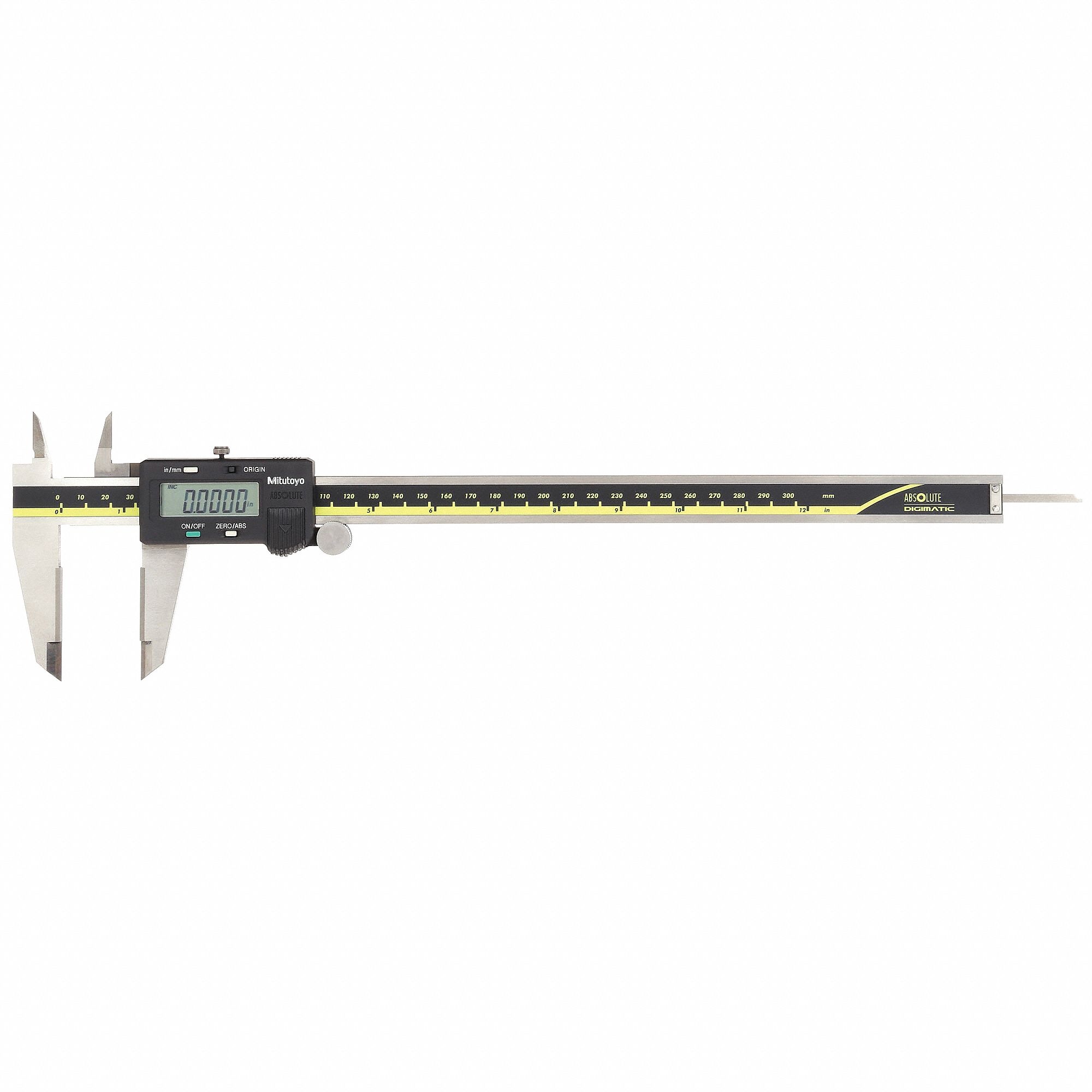 MITUTOYO, 0 in to 12 in/0 to 300 mm Range, ±0.0015 in Accuracy, 4-Way ...