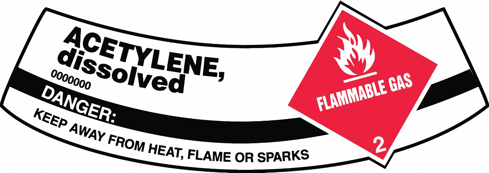 Cylinder Label: Vinyl, Adhesive Sign Mounting, 2 in x 5 1/4 in Nominal Sign Size, 0.004 in Thick