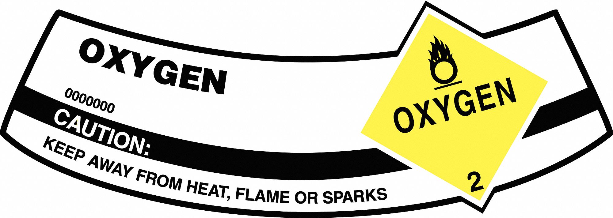 Cylinder Label: Vinyl, Adhesive Sign Mounting, 2 in x 5 1/4 in Nominal Sign Size, 0.004 in Thick