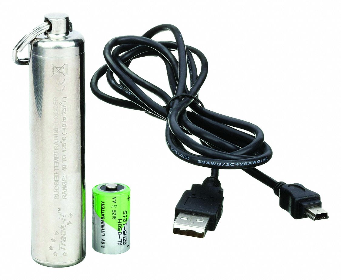 Data Logger: -40°F to 257°F, -40°C to 125°C, 5396-0105, Temp, USB, Software Included