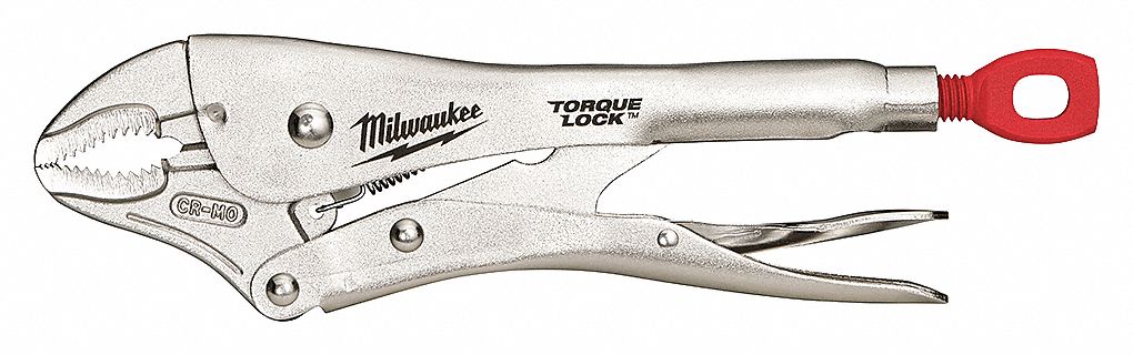 LOCKING PLIER, CURVED, LEVER, 2⅛ IN MAX JAW OPENING, 10 IN OVERALL L, 1¼ IN JAW L, 9 TO 11 IN