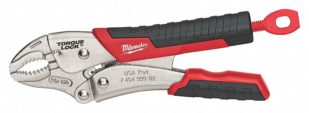 LOCKING PLIER, CURVED, LEVER, 1½ IN MAX JAW OPENING, 7 IN OVERALL L, 1 IN JAW L, TETHER READY