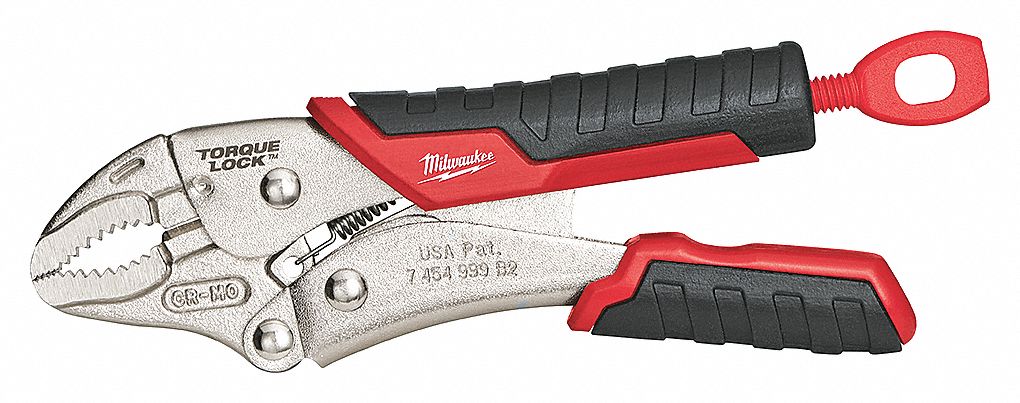 LOCKING PLIER, CURVED, LEVER, 1¾ IN MAX JAW OPENING, 5 IN OVERALL L, ⅞ IN JAW L, TETHER READY