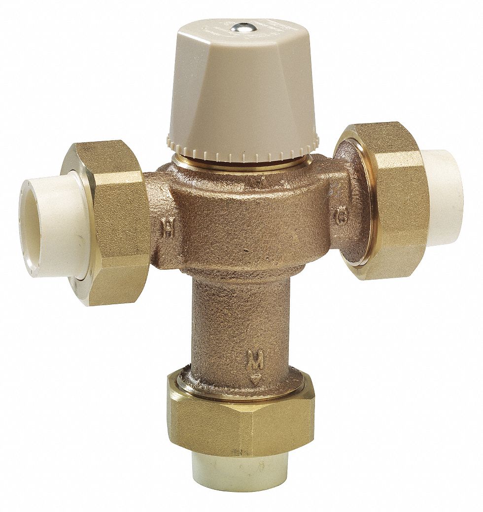 Thermostatic Mixing Valve: 3/4 in Inlet Connection Size, 3/4 in Outlet Connection Size