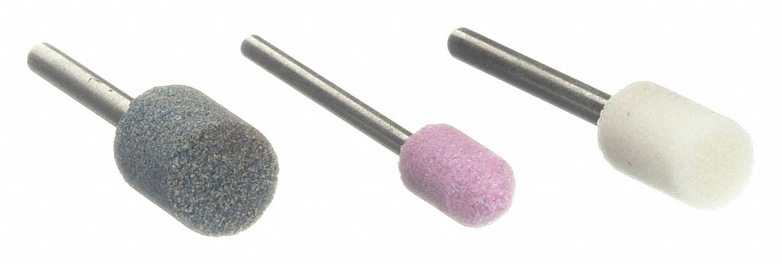 Abrasive Point Set: Cylinder, 1/4 in_3/16 in Head Wd, 1/4 in_3/16 in Head Lg